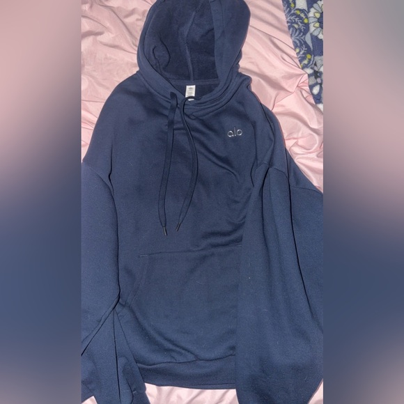 ALO Yoga Tops - Alo Navy Logo Hoodie